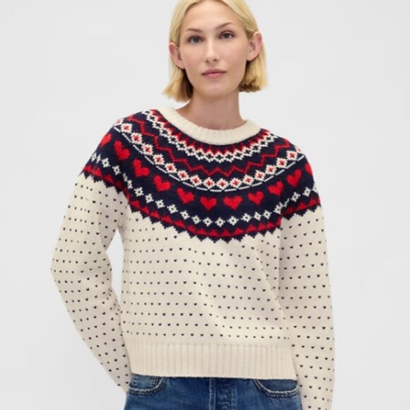 Gap Heart Fair Isle Crewneck Sweater - Picture 2 of 6
